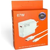 67W Hızlı Şarj Adapt&ouml;r&uuml; ve USB-A Type-C Kablo Seti | Kompakt Tasarım, Type-C Kablo Dahil, Telefon ve Tablet Uyumlu, Ev, Ofis 
