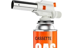 JDHON Cannello a Gas, Cannello da Cucina, Bruciatori da Cucina,Torcia Cucina con Blocco di Sicurezza e Fiamma Regolabile per Barbecue,Dolci,Cucina,Campeggio,Saldatura (Butano Non Incluso) (Bianco)