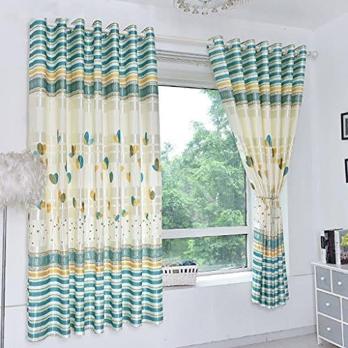 NAUY set of 2 Curtain finished Bay window curtain short half-curtain Semi-shade cloth curtains Curtains living room bedroom balcony Perforated section curtain Cloverleaf pattern ( Size : W3.0m*H2.2m )