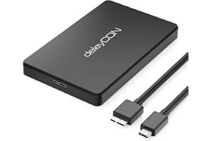 deleyCON SSD Hårddiskkabinett USB C (5Gbps USB 3.1) för 2,5" SATA 3 SSD / HDD / 7 mm till 9,5 mm SATA III Externt Kabinett UA