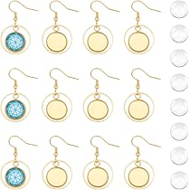 UNICRAFTALE 30pcs Boucles D'oreilles En Acier Inoxydable Avec 36 Pcs Verre Transparent Cabochons Bricolage Rond Plat Boucle D'oreille Avec Dome Fabrication Kit Pendle Boucles D'oreilles En Métal
