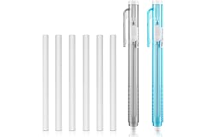 TIESOME 2Pcs Stylo à bille Gomme mécanique rétractable avec 6Pcs Gommes de rechange Gommes en bâton Gommes automatiques Gommes portables pour crayons Enfant Écriture Peinture Dessin