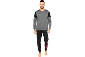 Pyrex Pigiama Uomo Caldo Cotone Interlock Pigiama Uomo Invernale Lungo con Polsini e Stile Sportivo