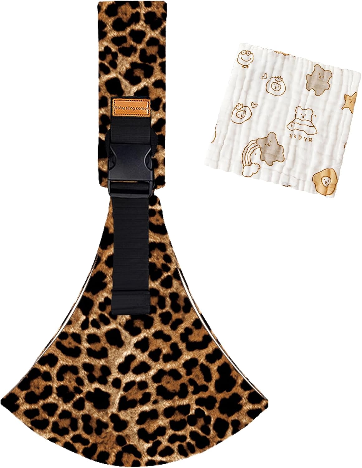 DAVBNM Baby Sling, Toddler Carrier Slings, Baby Sling Carrier with Thick Shoulder Straps (Adjustable) for Infant Toddler 3-36 Months (Leopard), with Muslin Washcloth, Breathable and Comfortable