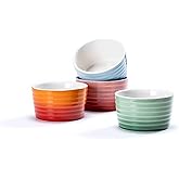 Ramekins Souffle Dish, Set of 4 Stoneware Baking Dishes for Muffin, Cupcakes, Pudding, Oven Safe Bowl Baking Serving - 240ml,