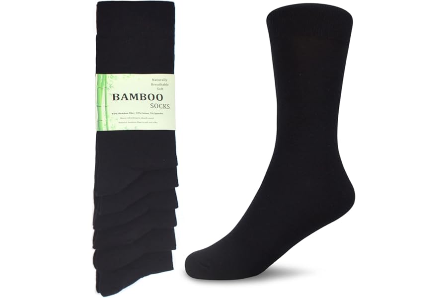 WeciBor Men's Bamboo Socks 6/12 Pack Breathable Soft Casual Seamless Socks