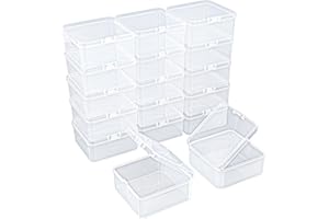 Goodma 17 Stück Square Leere Mini-Aufbewahrungsbox für durchsichtige Kunststoff-Organizer-Aufbewahrungsboxen mit Klappdeckeln für kleine Gegenstände und andere Bastelprojekte (75 x 75 x 35 mm)