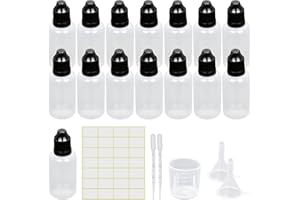 EPISKEY Tropfflasche Leer Plastikflaschen Reiseflasche Liquidflaschen Quetschflaschen Dosier-flaschen mit Kindersicherung Deckel Inkl. Trichter Messbecher Etiketten Transfer Pipette (30ml)