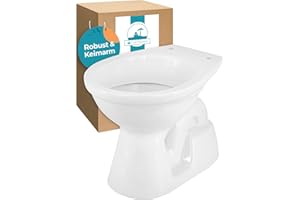 Calmwaters® Universal Stand WC mit senkrechtem Abgang, Tiefspüler Weiß, Toilette mit Spülrand, hochwertige Sanitärkeramik, Standard-Form, WC Bodenabfluss, 07AB2267