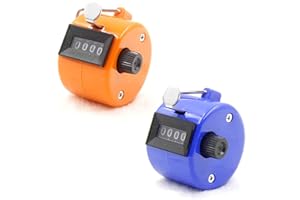 gexuamz Contador Manual de 4 Digitos Contadores Mecánicos de Clic, Contador de Click,para Deportes, Entrenamiento/Escuela/Evento, Sin Pilas Color Naranja y Azul, 4,3 x 4,3 x 5,2 cm, 29 g.