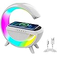 Mishrit G-Shaped Bluetooth Speaker with FM Radio, RGB Light Table Lamp, Wireless Charger LED Smart Wake Up Light, 15W Loud for Home Decoration, Bedroom & Gaming Room