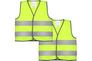 taonganui 2 Stück Warnweste für Kinder,Kinder Sicherheitsweste Reflektierende Warnweste Reiten Reflektorweste Mit Reflektierenden Streifen für Kinder Outdoor Laufen Radfahren,4-6Jahre,S
