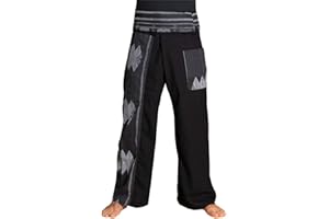 PANASIAM Pantalones de Pescador tailandeses con patrón Tejido | Pantalones envolventes 100% algodón | para Hombres y Mujeres | agradablemente Suave y Muy cómodo | Thai Fisherman Pants
