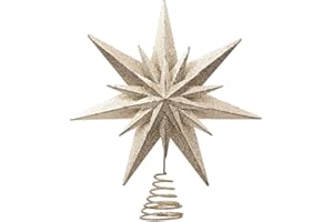 FEERIC LIGHTS & CHRISTMAS Dekoracja Choinka Cimier Gwiazda Podwójne złoto brokat - Feeric Christmas