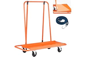 VEVOR Carrello per Pannello Cartongesso, Carico 816 kg in Acciaio con Ruote Girevoli, Durevole e di Lunga durata, Carrello con Cinghia di Fissaggio per Compensato, Cartongesso, Vetro, Arancione