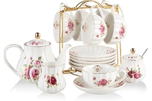Sweejar Home Porcelain Tea Set Royal Family 225 ml Cups and Saucers