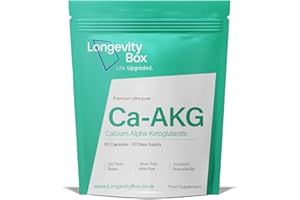 Longevity Box Pure Ca-AKG Supplement - 60 Capsules, High Strength 500mg Calcium Alpha-Ketoglutarate per Serving, Vegan & Non-GMO Ca-AKG Supplement for Vitality, Mental Focus & DNA Structure