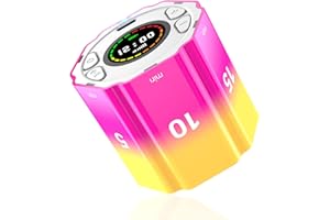 Ushining Temporizador Digital con Alarma de Sonido Ajustable, Temporizador de Cubo para Cocina Oficina Estudiar, 3/5/10/15/30min, Cuenta Regresiva Personalizada, Amarillo Rojo