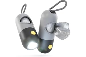 greate bajspåsehållare för hundar med ficklampa & karbinhake