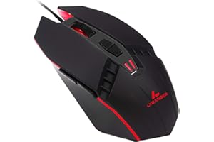 Lycander Gaming Mouse, Wired Optical USB Mice with Adjustable dpi up to 6400, 7 Buttons, LED, 1.5M Cable - Black, Red