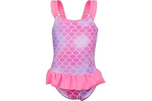 TIZAX Badeanzug für Mädchen Einteiliger Schwimmanzug Kleinkind Niedliche Rüschen Bademode Schnell trocknende Sommerferien Bikini für Kinder 2~7 Jahre