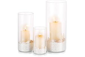 GLASSEAM Portacandele Hurricane Cilindro Di Vetro: 3 Pezzi/Set Vaso Di Fiori Trasparente Per Candelabro Candele Galleggianti Per Decorazioni Per Tavoli Da Pranzo Centrotavola Ornamenti Di Natale (S+M+L)
