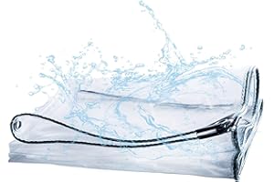 NOBLE CREATEAPROTOTYPE Gewächshaus Gartenmöbel Plane Transparent mit Ösen - PVC Balkon Pavillon wasserdicht Abdeckplane Faltbar 1mx2m Pergola Transparente Vorhang Windschutz Tarp für Outdoor Carport Zelt Camping Vordach