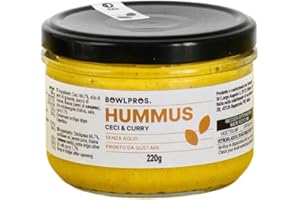 Bowlpros - Hummus di Ceci e Curry, Perfettamente spalmabile, Perfetto per aperitivi e Snack, Ideale per ricette salate, con olio EVO, Confezione da 220g