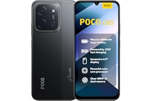 XIAOMI POCO C85, Smartphone 6+128GB, Display 6,9" 120Hz 7,99mm Design, MediaTek Helio G81-Ultra Octa-core, Doppia fotocamera AI da 50MP, 6000mAh, garanzia di 2 anni, Nero, Caricabatteria non incluso