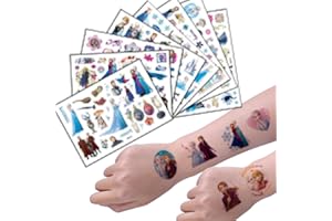 ‎KOOCOVY Tattoo Kinder, 8 Blätter Frozen Temporäre Tattoo Set für Kindergeburtstag Party Deko Hautfreundliche Wasserdicht Kindertattoos