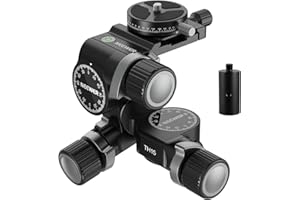 NEEWER Testa Treppiede a 3 Vie con Piastra QR Arca a 360°, Micro Regolazione Millimetrica, Testa a 3 Assi Pan Incli in Lega di Alluminio con Cambio Rapido Doppia Modalità Grande e Fine, Max 6kg, TH15