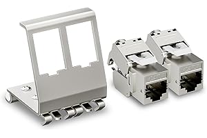 FGB Lot de 2 modules Keystone Jack CAT 7 10 Gbps avec 1 adaptateur de rail DIN à 2 ports - LSA sans outil - Blindage STP en métal RJ45 femelle - Montage enfichable pour rails DIN de 35 mm