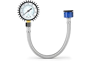 ERGAOBOY Manomètre de pression d'eau en acier inoxydable 0-160Psi, 3/4BSP à 1/2BSP, filetage femelle pour tuyau d'arrosage avec flexible
