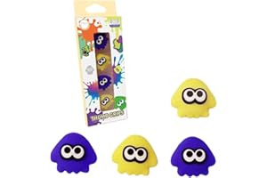 PRYSM GAMING Splat Toon 3 Blue Yellow Thumb Grips Compatible with the Nintendo Switch Joy-Cons OLED and Switch Lite Silicone Protective Covers - 4 Pack