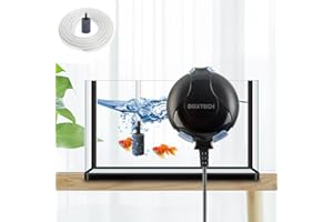 boxtech Pompe a Air Aquarium, Pompe Air Aquarium Silencieuse <35db, équipée d'une Pierre à air et d'un Tuyau en silice, Convient pour Aquarium 3-50L et Pompe à oxygène Nano Aquarium (Noir)