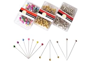 SamHeng 300 Pezzi Spille da Cucito con Scatola, 1,5 Pollici Spille Dritte Spilli per quilting, Decorativo Spille da Sartoria Perni di Testa per Fai Da Te Creazione di Gioielli Mestiere Decorazione