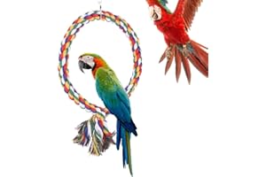PSSOPP Vogel Ring Barsch Vogel Seil Barsch Käfig Kauspielzeug Bunte Baumwollseil Kletterring Kreis Schaukel Haustier Vogel Barsch beißen Stehendes Spielzeug
