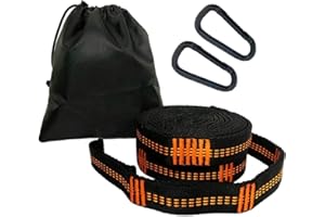 OVYUZHEN 2pcs Hammock Straps with Carabiners, 3m Long & 19 Adjustable Loops Total- Quick & Easy Setup for Hammock,Swing. Extra Strong, Lightweight & Tree Friendly