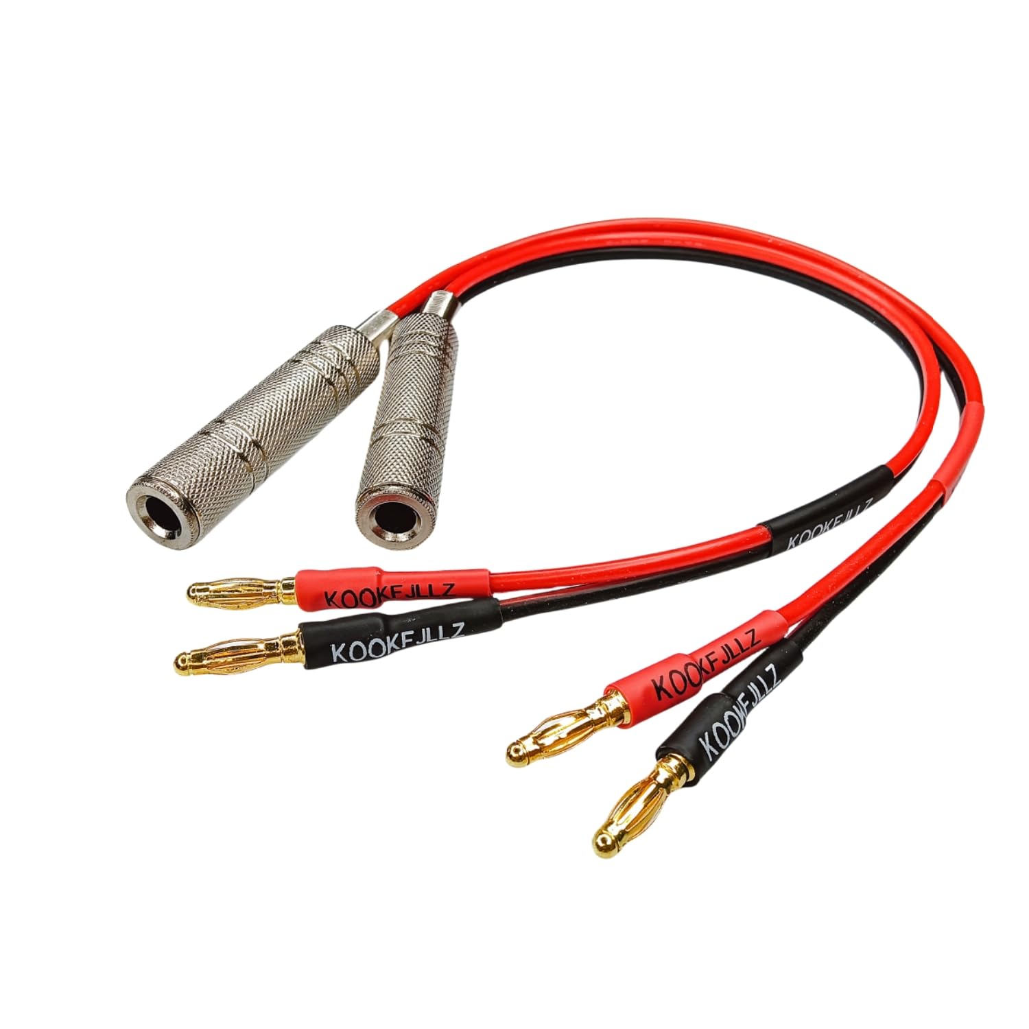 KOOKFJLLZ 2-Packs 1/4 Inch TS Female to Banana Plug, 6.35mm Female Jack to Banana Plug Speaker, Flexible Silicone Audio Banana Plugs for Speaker Wire(1- Feet)