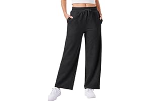 Friptspyg Damen Hosen mit Taschen Jogginghose Fitness Freizeithose Weites Bein Sweatpants mit Elastische Gürtel Drawstring