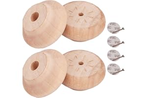 sgxxkj123 Lot de 4 Pieds de Meubles en Bois Massif, Pattes de Armoire Rond, Remplacement Rehausseur de Bille en Bois de Lotus, pour Fauteuil Commode Canapé Table Basse (2cm/0.79in,Log Color)