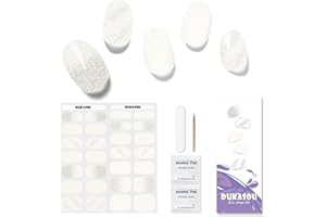 DUKASOU 28 tiras de gel semiendurecido para uñas, pegatinas de uñas de gel de calidad de salón de belleza, tiras de esmalte de uñas duraderas para mujeres, niñas, niños (espejo del cielo)