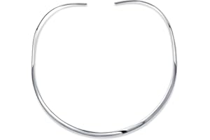 Bling Jewelry Collana Di Dichiarazione Sagomata Del Collare Aperto Del Cursore Piano Sottile Semplice Di Base Per Le Donne .925 Argento Sterling Aggiunga Il Pendente 2, 3, 4Mm