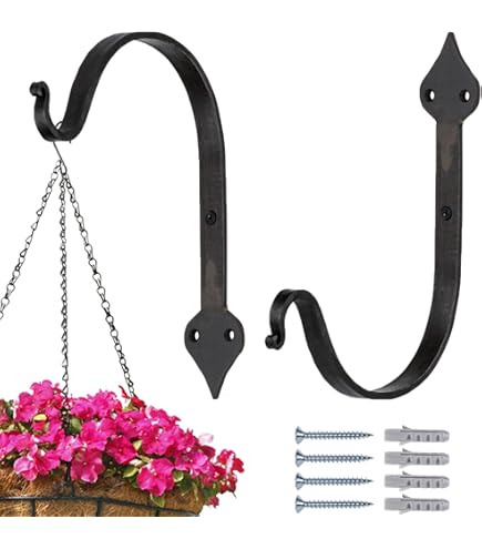 Support Mural Décoratif En Fer Noir – Bras XL 50x36x2.5 Cm Pour Lanternes, étoiles, Plantes Extérieures