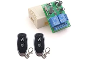 DieseRC Interruttore di controllo remoto sicuro, wireless, da 12 V, 24 V, 30 V CC, 433 MHz RF e 10 A, con ricevitore relè a 2 trasmettitori, per motore, luci, porta del cancello, controller fai da te