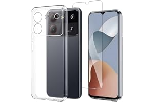 JDXHFF Hülle Kompatibel mit ZTE Blade A54 (6.6") Transparent und Panzerglas Displayschutzfolie - Schutzhülle Weich Silikon Flexibel TPU Tasche Case Clear