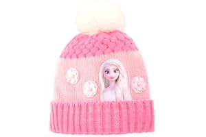 IOSCDH Cappello a Maglia Per Bambini, Elsa Cappello Invernale Con Pom Pom Di Lana Per Bambini Caldo Cappello Di Lana Per Bambini Imbottito e Ispessito Cappello Per Bambini Adatto Ai Bambini Rosa