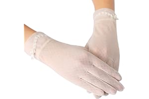 OTKARXUS Damen Sonnenschutz Handschuhe,1 Paar Kurze Florale Spitze Handschuhe Anti-Rutsch Fahrhandschuhe, Sommer Sonnenschutz Touchscreen Handschuh für Hochzeit Abend Party Bankett Outdoor Radfahren