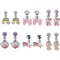 12 Paia Orecchini A Clip Per Bambine - Cartoni Animati E Fiori, Senza Foro (Regalo Compleanno) - Foto 9