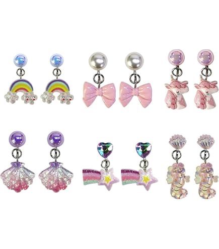 4 Paia Di Orecchini A Clip Per Bambine – Senza Foro, Colorati E Sicuri, Ideali Per Principesse, Travestimenti E Feste